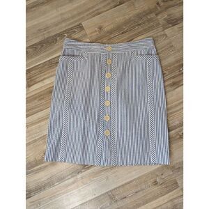 Tommy Hilfiger Skirt Women's Size 29 Blue White Pinstripe Mini 100% Cotton Butto